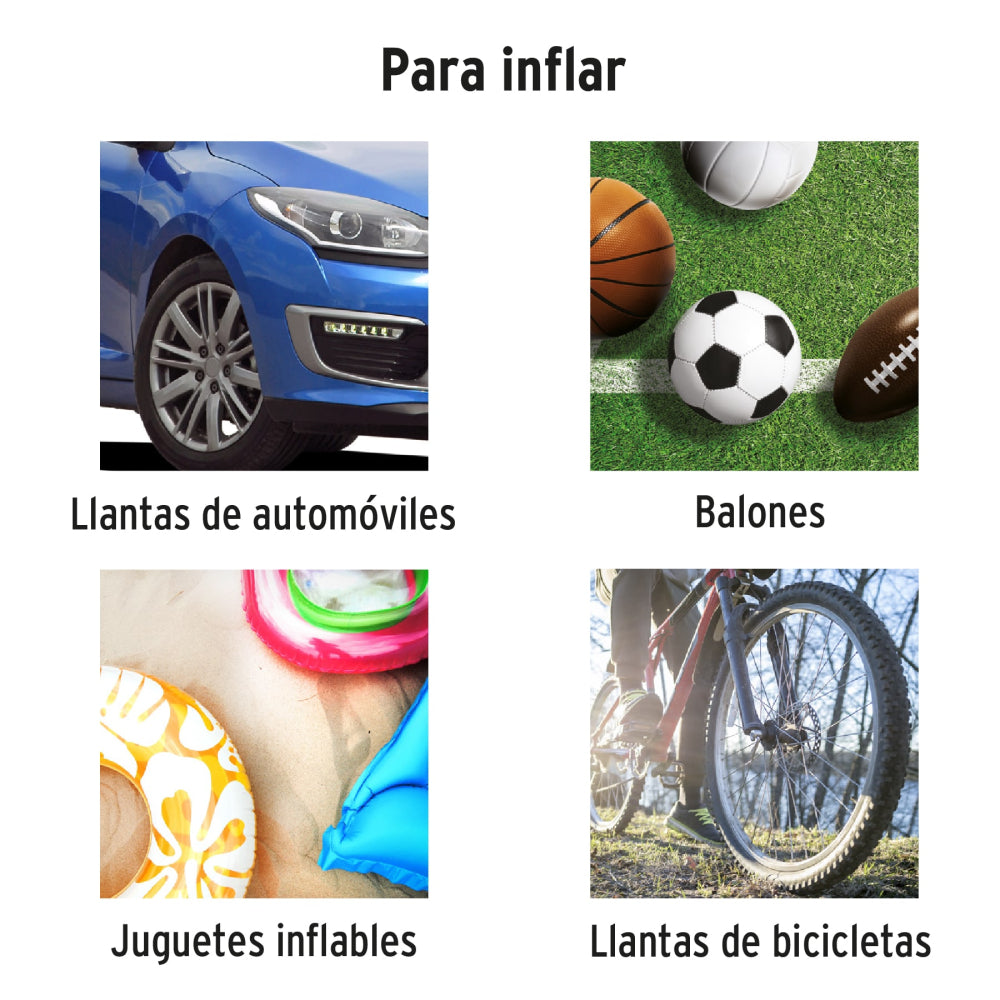 Compresor de aire 12 V portátil, para auto. Marca Truper, Código 19999, Clave COMP-12. Incluye maletín.
