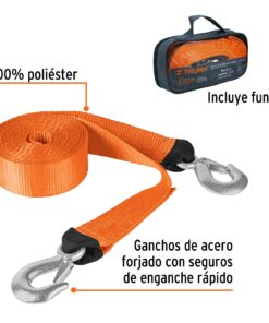 Soga, Correa con ganchos para remolque, 48 mm x 5.8 m, Cuerda Truper, Código 18344, Clave CREM-2X58C